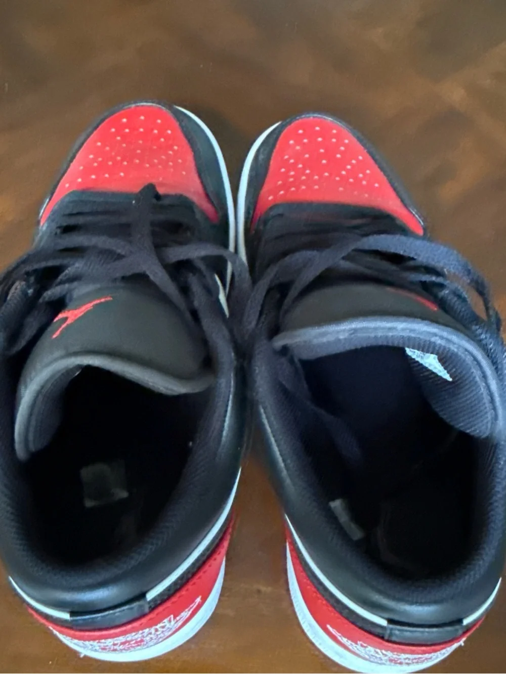 Jordan Air Jordan Low Bred Toe Black Red White Leather Sz 8 #553558-161
